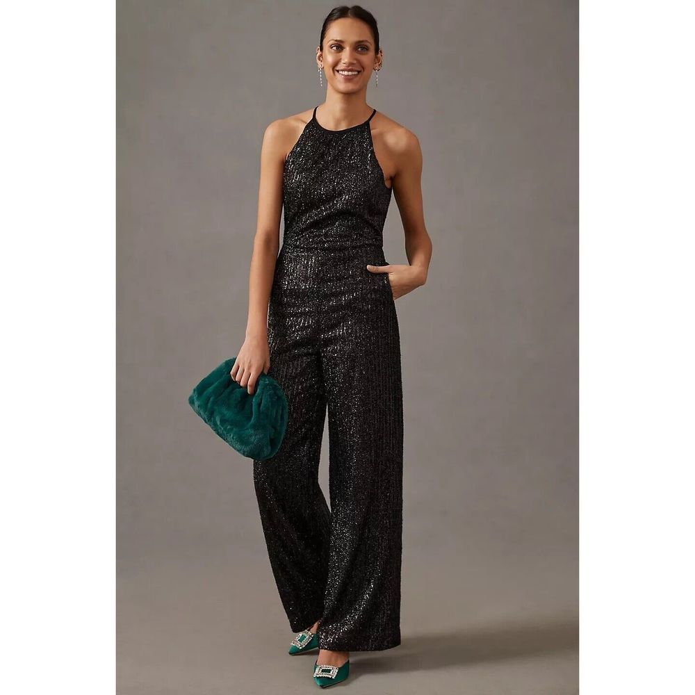 Anthropologie Maeve Sequin Disco Jumpsuit